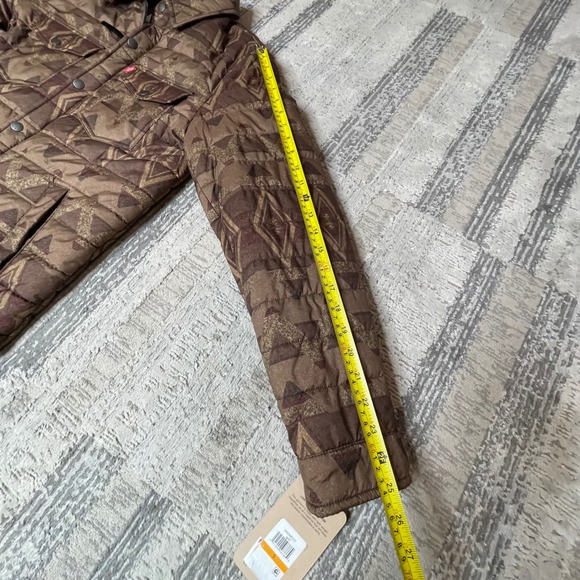 NWT Levis Mens Geometric Print Quilted Lightweight Insulation Jacket Brown SMALL - Picture 10 of 12